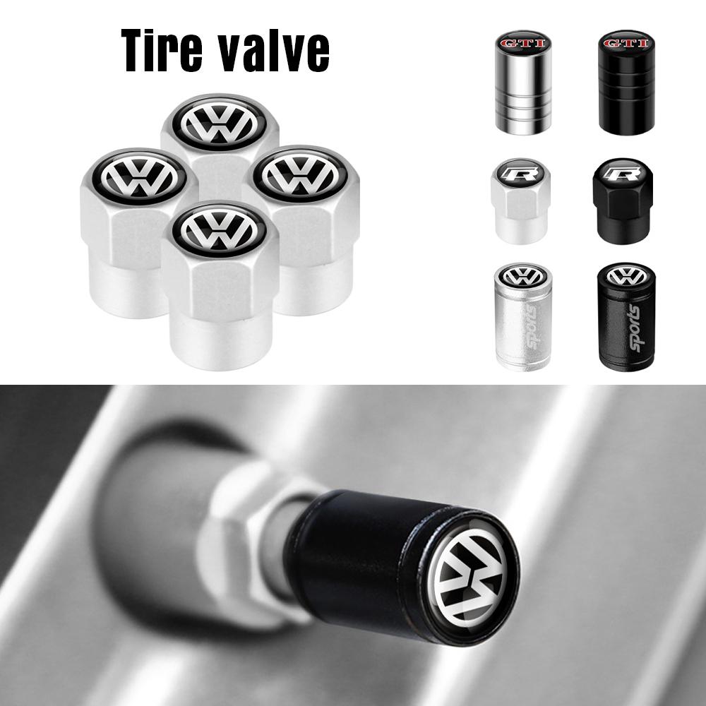 4Pcs Car Metal Wheel Tire Air Valve Dust Caps Accessories For Volkswagen VW Golf Polo Tiguan Jetta Touran Passat Bora GTI R Line CWW1