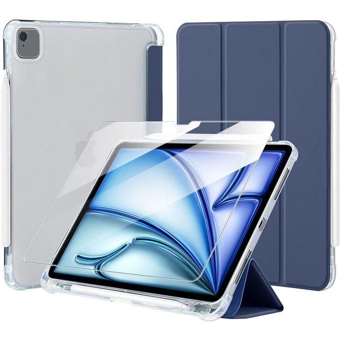 Case + Tempered Glass - iPad Air - 11 Inches M2/M3 - Shockproof Protection - Stylus Compartment - Navy Blue