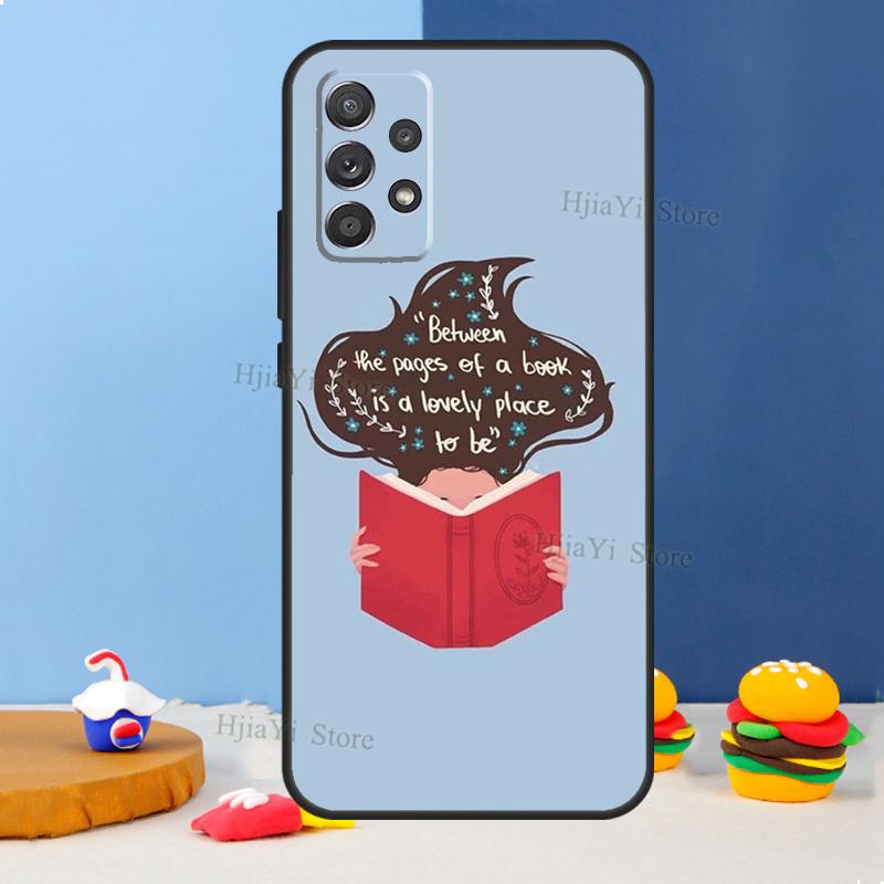 Reading Books Tea Printing Case For Samsung A54 A34 A14 A13 A23 A33 A53 A73 A51 A71 A72 A12 A22 A32 A42 A52 Back Cover