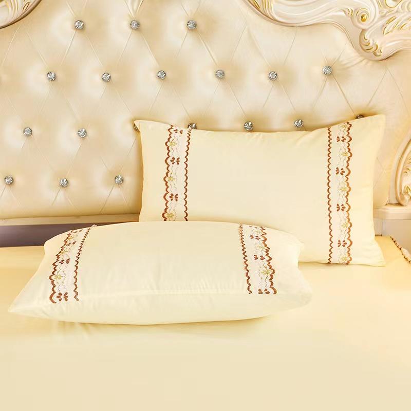 3pcs Set Soft Lace Bed Skirt King Queen Size Bedspread Solid Color Luxury Princess Romantic Bed Spread with Pillowcase