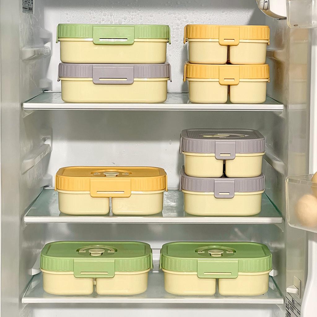 WORTHBUY Microwave Plastic Divided Lunch Box With Handle Large Capacity Sealed Fruit Salad Food Container For Kid Student School