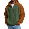 Mens Hoodies Pullover QuarterCasaul Long Sleeve Drawstring Knit Hooded Sweatshirt With Pocket