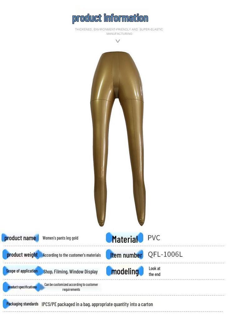 Aufblasbares weibliches Schaufensterpuppen-Unterkörper-Beinmodell, Gold
