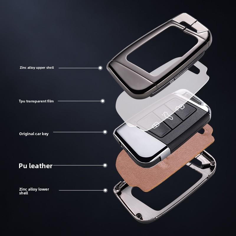 Para VOLKSWAGEN Nueva Aleación de Zinc Cuero Funda Carcasa para Llave de Coche Para VW Volkswagen Magotan Passat B8 Skoda Superb Kodiaq A7 Coche Ke
