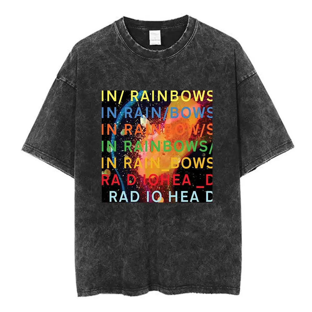 benber vintage British Rock Band Radiohead HAIL TO THE THIEF Graphic Print Tshirt Men Women Streetwear Fashion Vintage Washed Cotton S