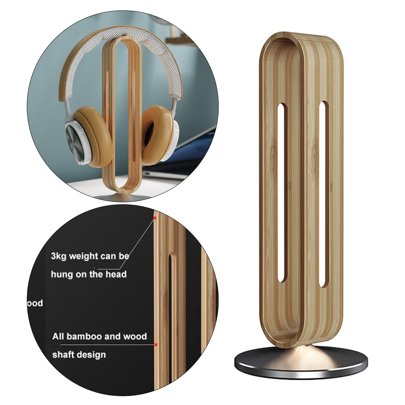 Desktop Headphone Stand Natural Wood Anti-Slip Base Headphone Holder Thanksgiving Gifts Mount for Most of Headphones Christmas серебряный