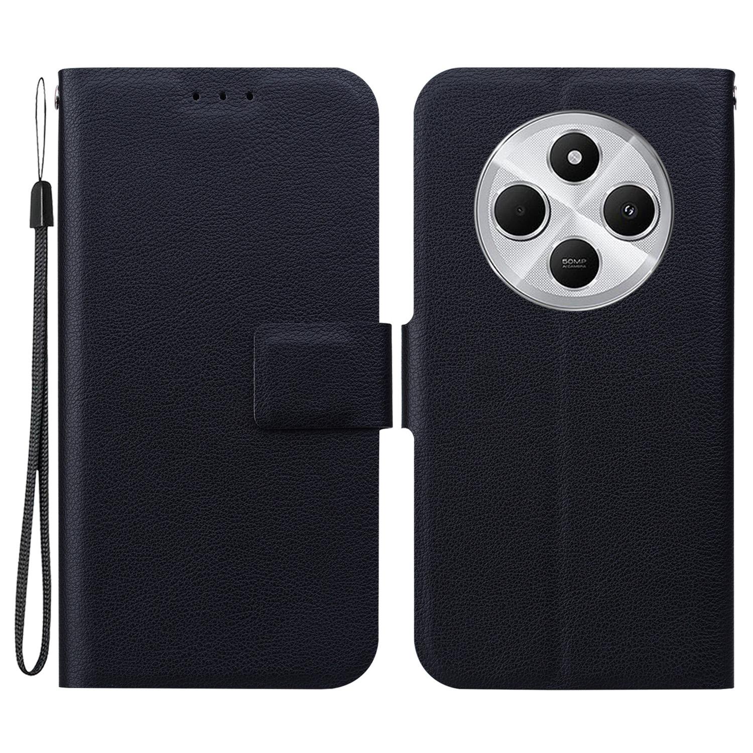 

Phone Case For Xiaomi Redmi 14C 4G/14R 5G/Poco C75 4G Ultra-Thin PU Leather+TPU Phone Cover with Card Slot Black