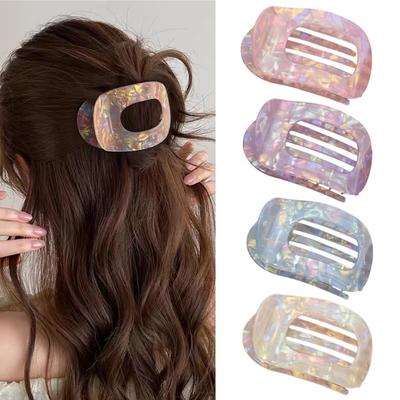 New Acetic Acid Flat Large Hair Clip Round Shark Clip Half Tuck Back Head Tray Hair Scratching Accessories Wholesale