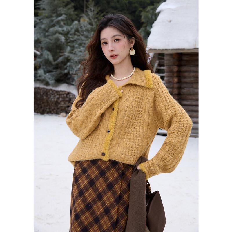 Mixiu Women s Faux Mink Cable Knit Cardigan M