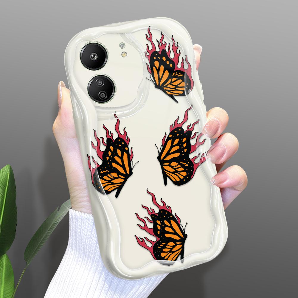 

Милый мультяшный узор, кремовая текстура, мягкий силиконовый чехол с волнистыми краями, чехол для телефона Xiaomi Redmi Xiaomi Poco C75 белый