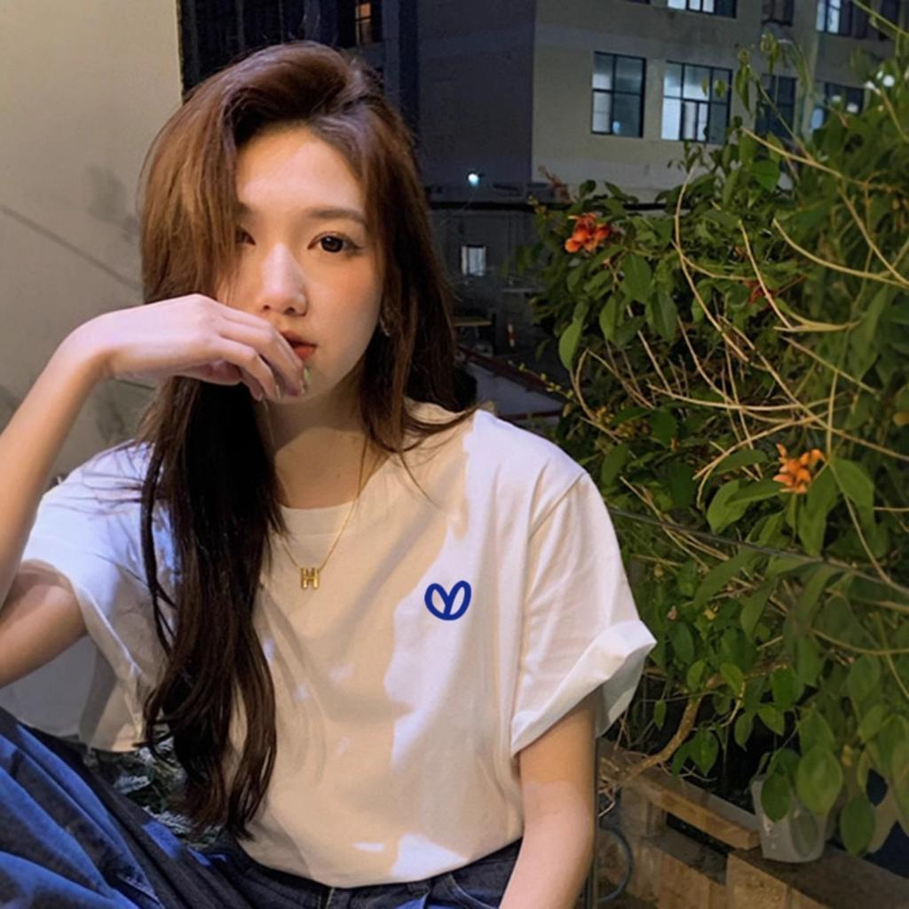 Simple cotton bottoming shirt with medium and long inside 2025 new front shoulder short-sleeved T-shirt women's versatile crew neck half-sleeved