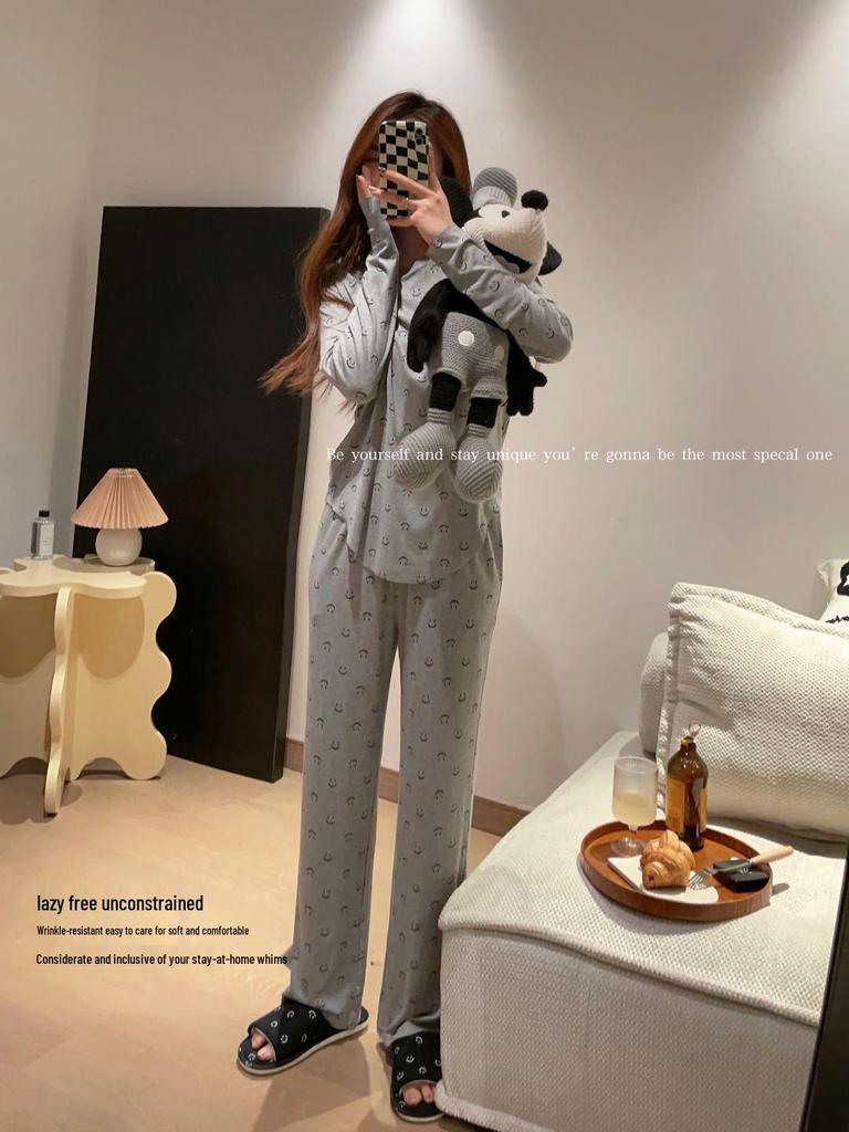 Set de lounge Smiley pentru femei: Mânecă Lungă & Pantaloni pentru Toamnă/Iarnă