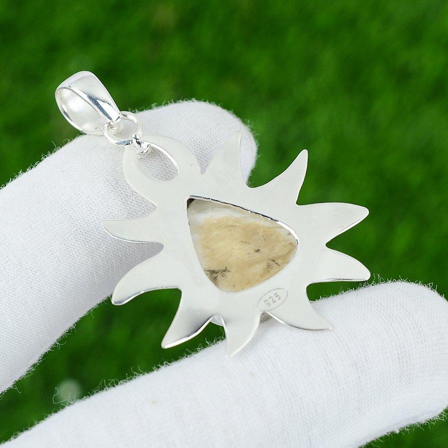 Regalo di Matrimonio per Lei Ciondolo in Argento Sterling 925 con Pietra Naturale Scolecite
