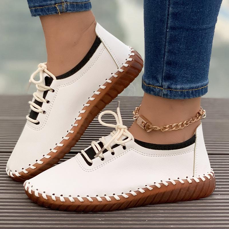 Spring Round Head Flat-soled Lace-up Shoes Fashion Single Shoes