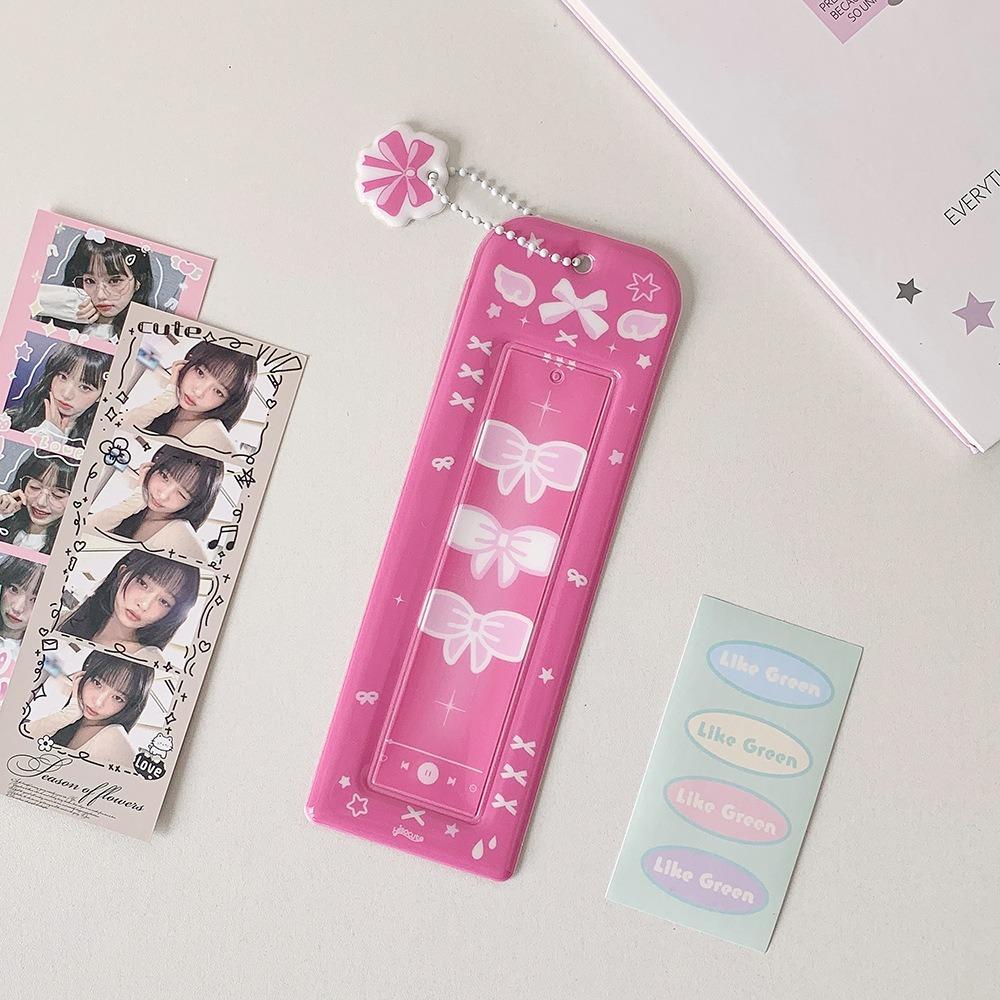 Cute PVC Photo Storage Case Bowknot 4 Grids Idol Photocard Holder Hollow Photos Protective Cover for Student Girls