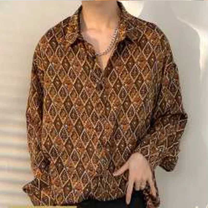 Style Floral Floral All Match Printed Shirt Retro Spring and Autumn New Style Loose Fitting Shirt Long Sleeved Top