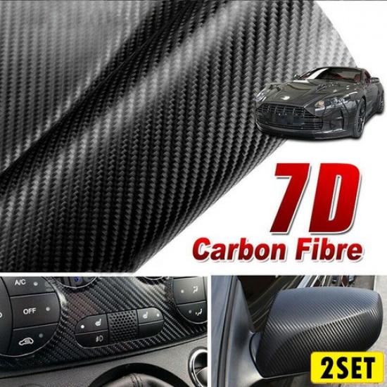 2Set Auto Accessories Carbon Glossy 5D Fiber Vinyl Car Film Interior Wrap Sticke