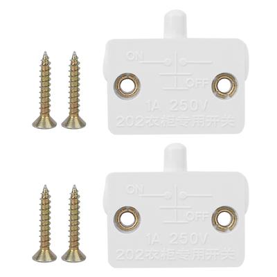 2Pcs Household Cabinet Closet Light Switch Automatic Reset Control Switch Supplies White