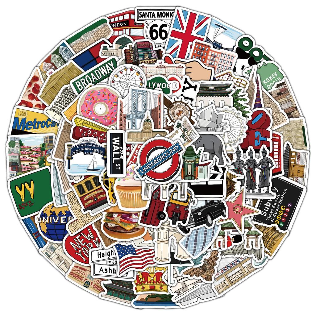 450 vodotěsných cestovních samolepek na notebooky, kufry a skateboardy