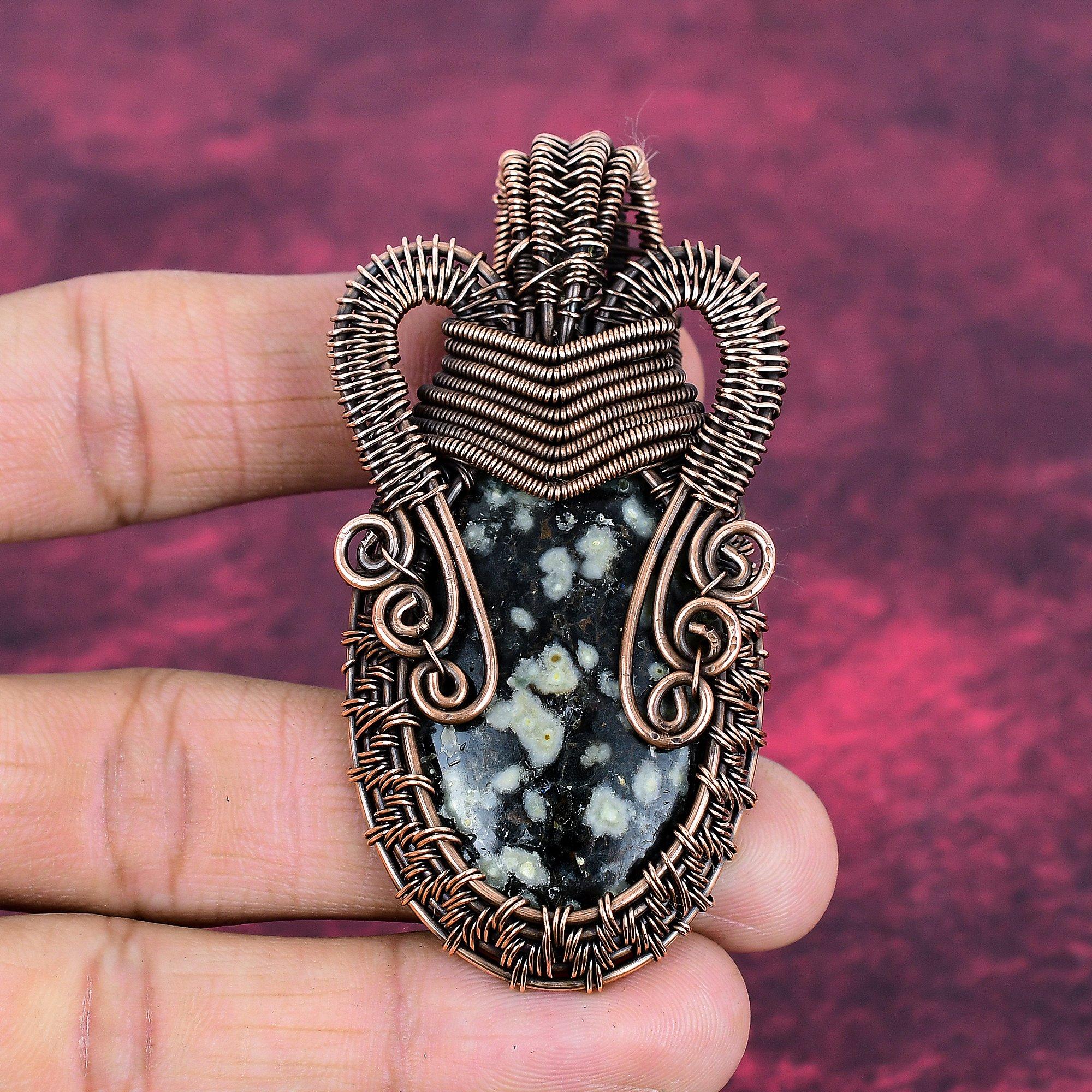 

Ocean Jasper Gemstone Pendant Decent Jewelry Handmade Copper Wire Wrapped Pendant