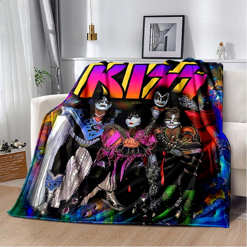 KISS Band Pattern Throw Blanket Light Weight Blanket for Living Room Bedroom Kidsroom Warm Blanket Christmas Gift