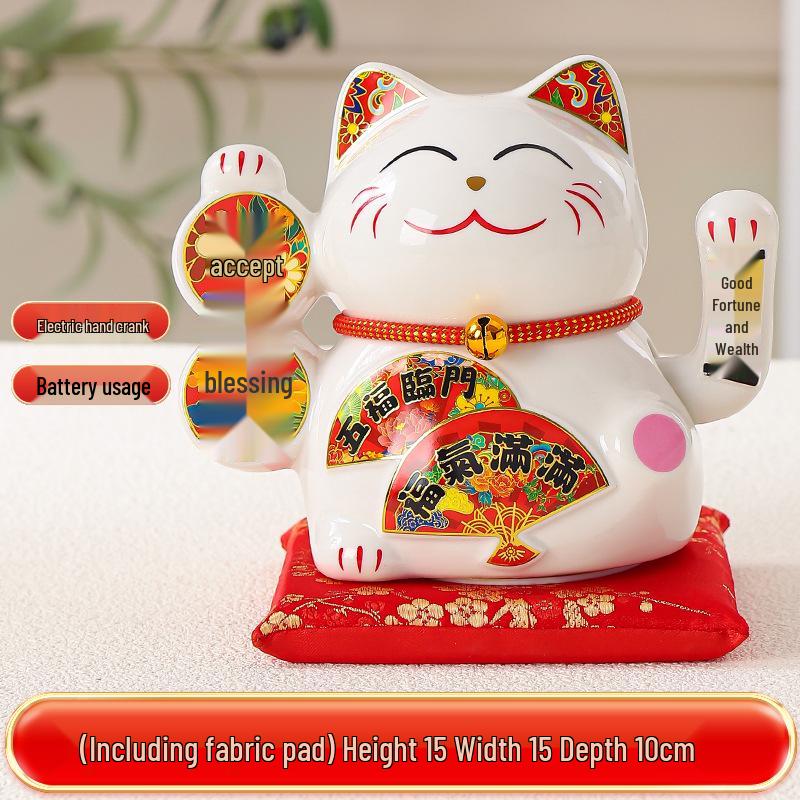 Large Waving Hand Lucky Cat Ornament - Cashier Desk Home Decor Gift