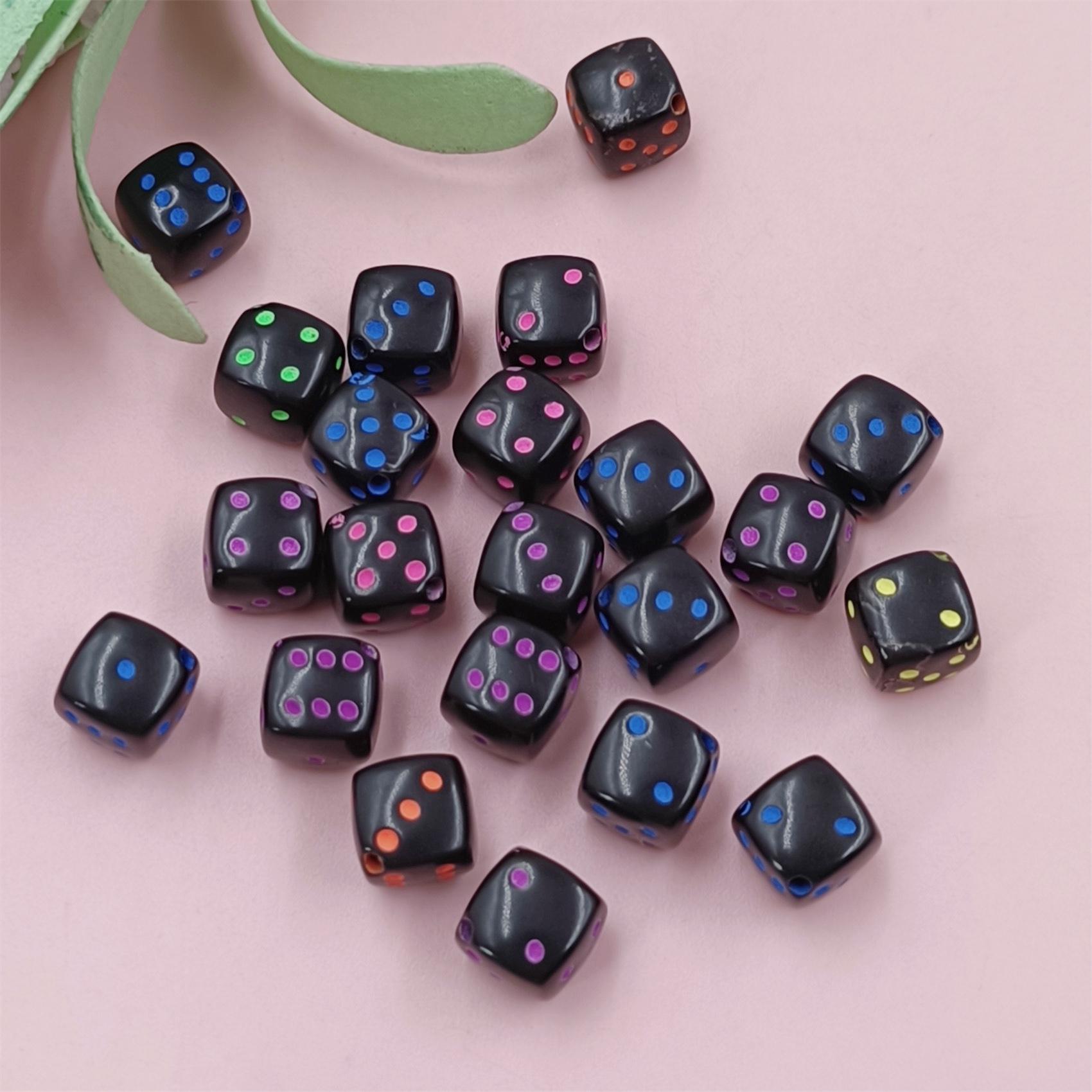 

100 шт. квадратной формы, DIY браслет, ожерелье, аксессуары, акриловые бусины-разделители для изготовления ювелирных изделий, бусины в виде кубиков, 8 мм в горошек, разноцветные подвески