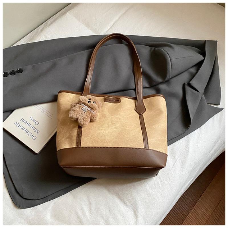 

Vintage underarm shoulder trendy fashion texture large capacity autumn pendant matte commuter tote bag women Without pendant хаки
