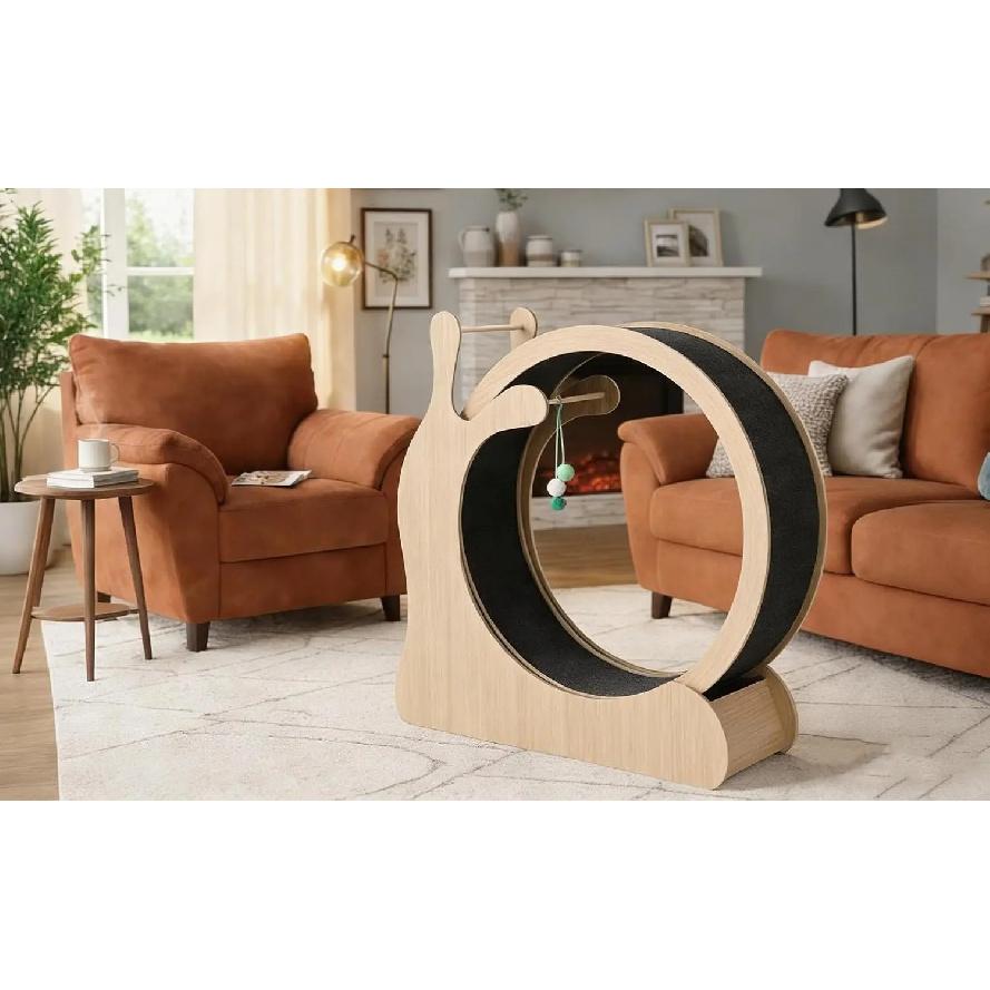 Garvee 3 en 1 Roue d'Exercice pour Chat en Bois Massif Grande Taille Fournitures pour Animaux Anti-Pincement Pied Rouleau de Fitness Structure d'Escalade pour Chat Jouet pour Chien