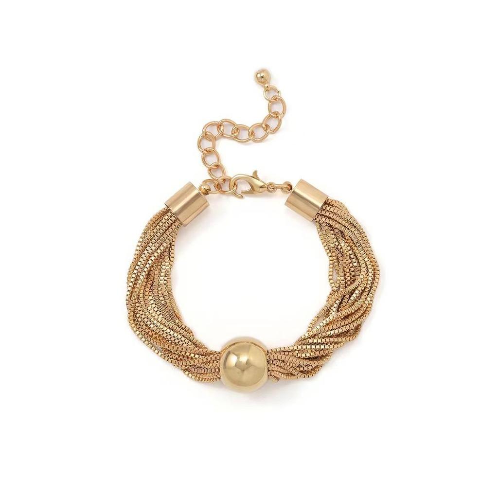 Exaggerated Pearl Pendant Clavicle Necklace with Trendy Multi-layer Hip-hop Metal Chain