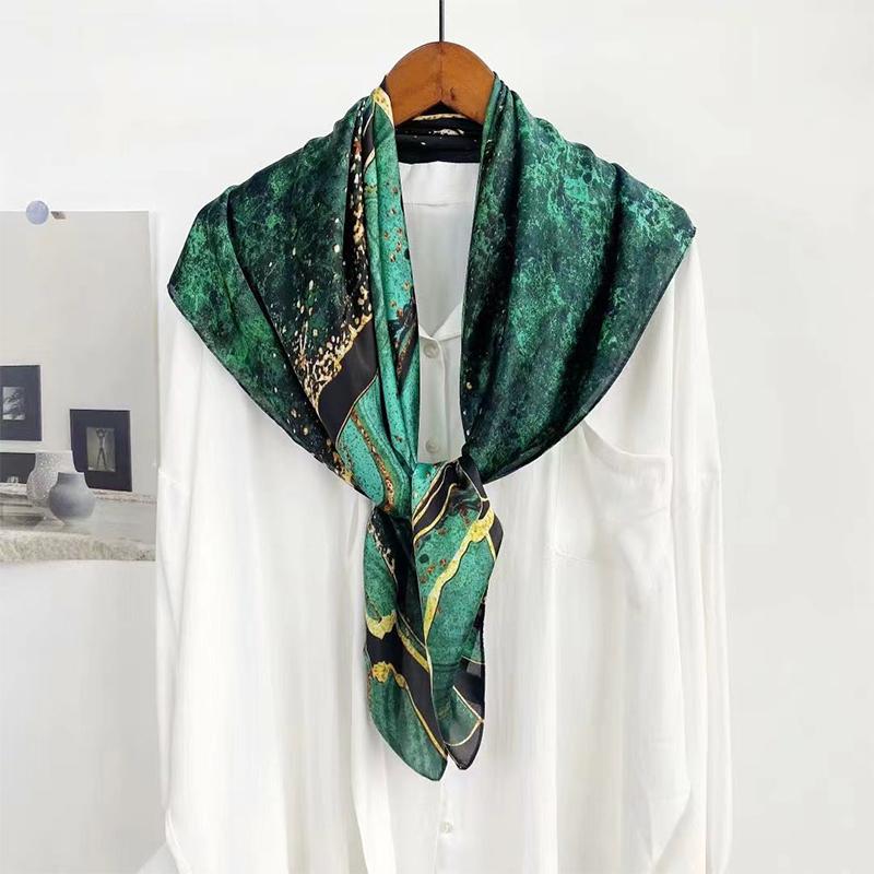 LargeSize Square Scarf, Women'sSummer SunProtection Silk Scarf, Printed Design Summer Pattern,Luxury 90x90cm