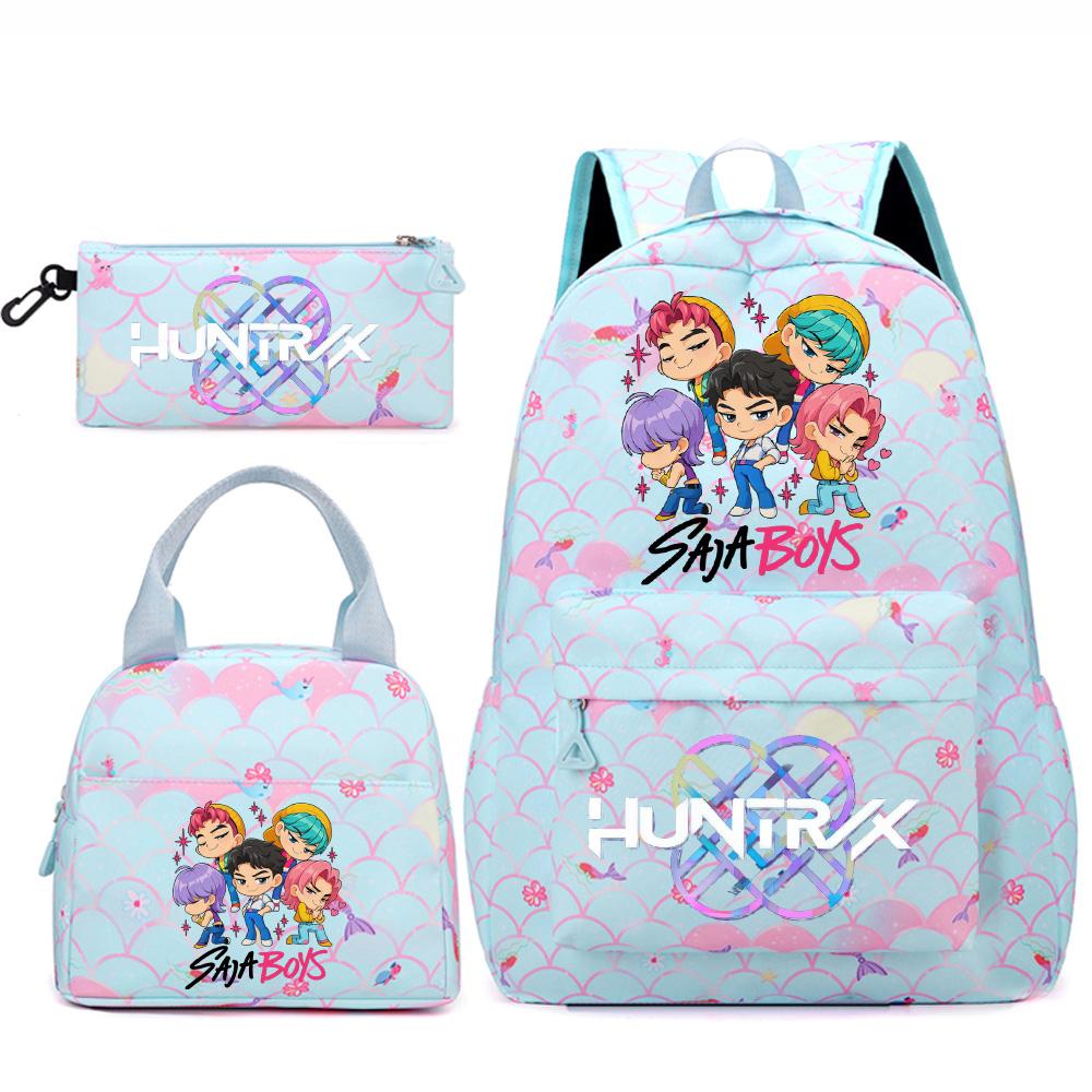 3 Stück/Set Anime Niedlich Kpop Bedruckter Rucksack Handtasche Federmäppchen für Teenger Studentin Student Junge Schultasche Kinder Schultasche Große Kapazität Reisetasche Geschenk