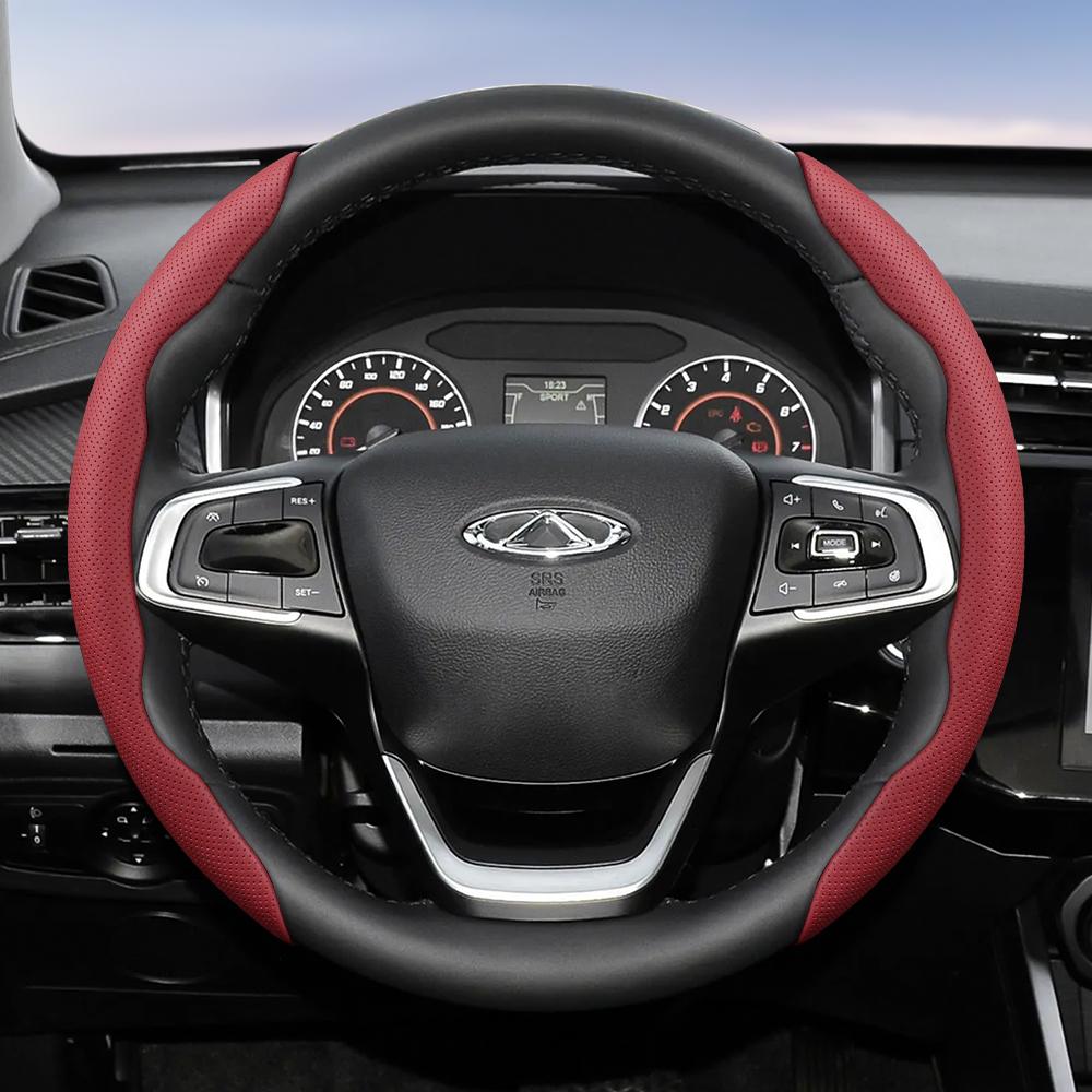 Suitable for Chery Breathable Holes Leather Steering Wheel Cover Segmented Quick Release Design Non-Slip Durable Tiggo2 4 7 8 9 Tiggo 8Pro 2Pro 7Proma