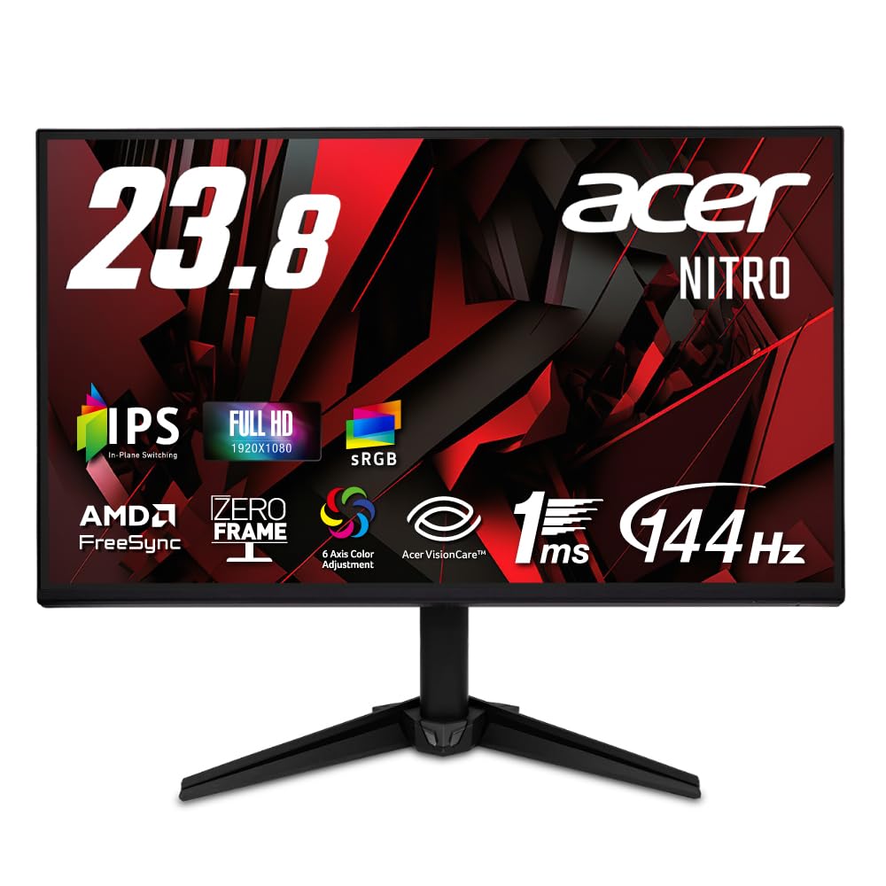 

Acer Full HD 144Hz 1ms IPS sRGB AMD FreeSync Black Boost VRB Compatible Blue Light Reduction HDMI DisplayPort Jack Acer Display Widget Color чорний