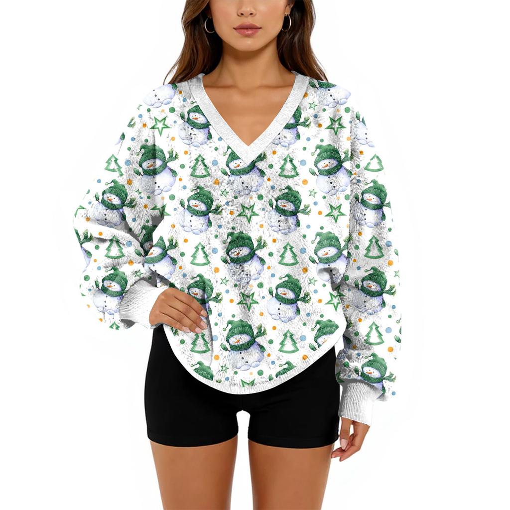 Women's V-Neck Sweatshirt Plush Solid Color Casual Fashion Long Sleeve With Pocketed Pullover Top