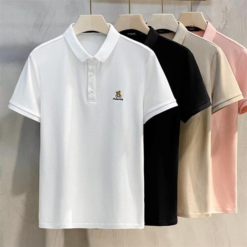 

Мужская модная футболка-поло с коротким рукавом - Трендовая летняя деловая повседневная 5XL светло-серый