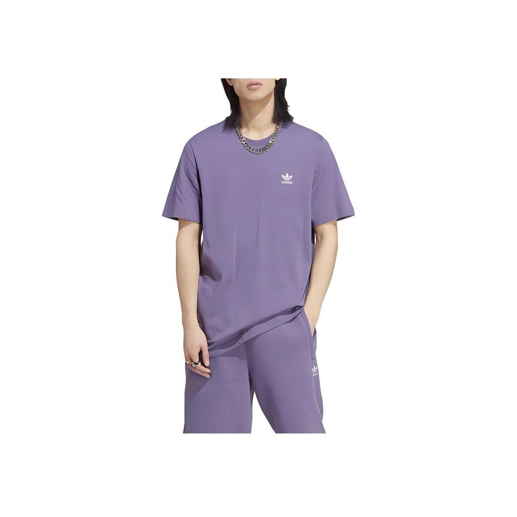 Adidas Originals Trefoil Solid Logo Print Round Neck Short Sleeve T-Shirt Men Tops Tech-Purple IA4868