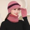 Ladies rabbit fur knitted thermal cap in the elderly grandmother fleece cold wool ear hat fashion mother
