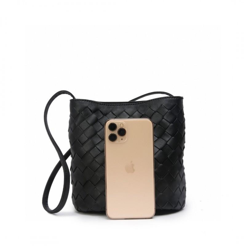 Genuine Leather Women's Bag High-quality Simple Sheepskin Bucket All-matching Fashionable Shoulder Cross-body Female