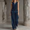 ZANZEA Completi da Donna Due Pezzi Casual: Top a Gilet Senza Maniche e Pantaloni Lunghi
