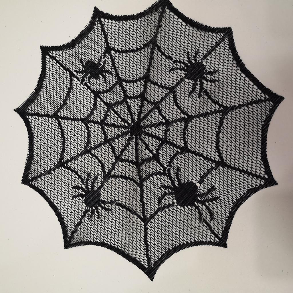 Elegant Spider Web Lace Doily Black Cobweb Table Topper Placemat for Romantic Home Decoration