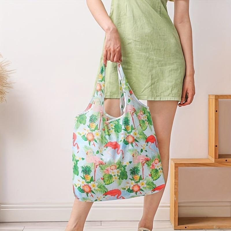Fashionable Leopard Print Reusable Handbag - Lightweight Durable Polyester Fiber with Small Pocket for Shopping, Picnics and Traveling