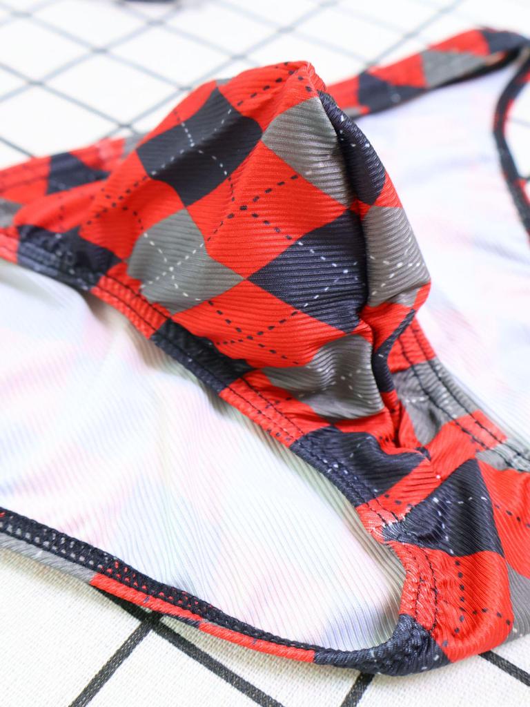 Plaid Ice Silk Ribbed Men's Breathable Underwear Triangle Briefs