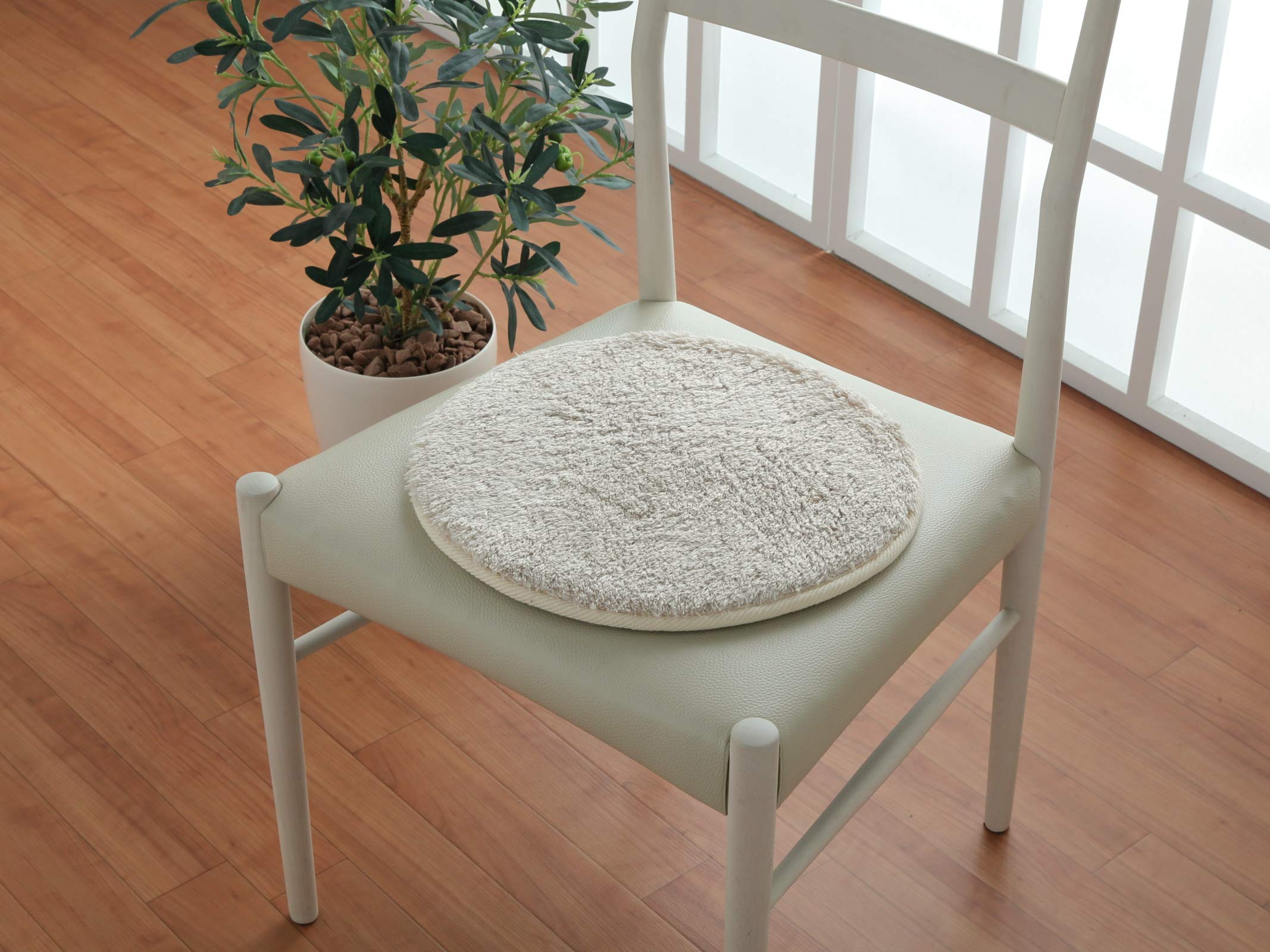 

IKEHIKO Cushion Chair 35cm Set of Pad, Ivory, Plain, Approx. Round, 4, Back Non-slip #3437310 слоновая кость