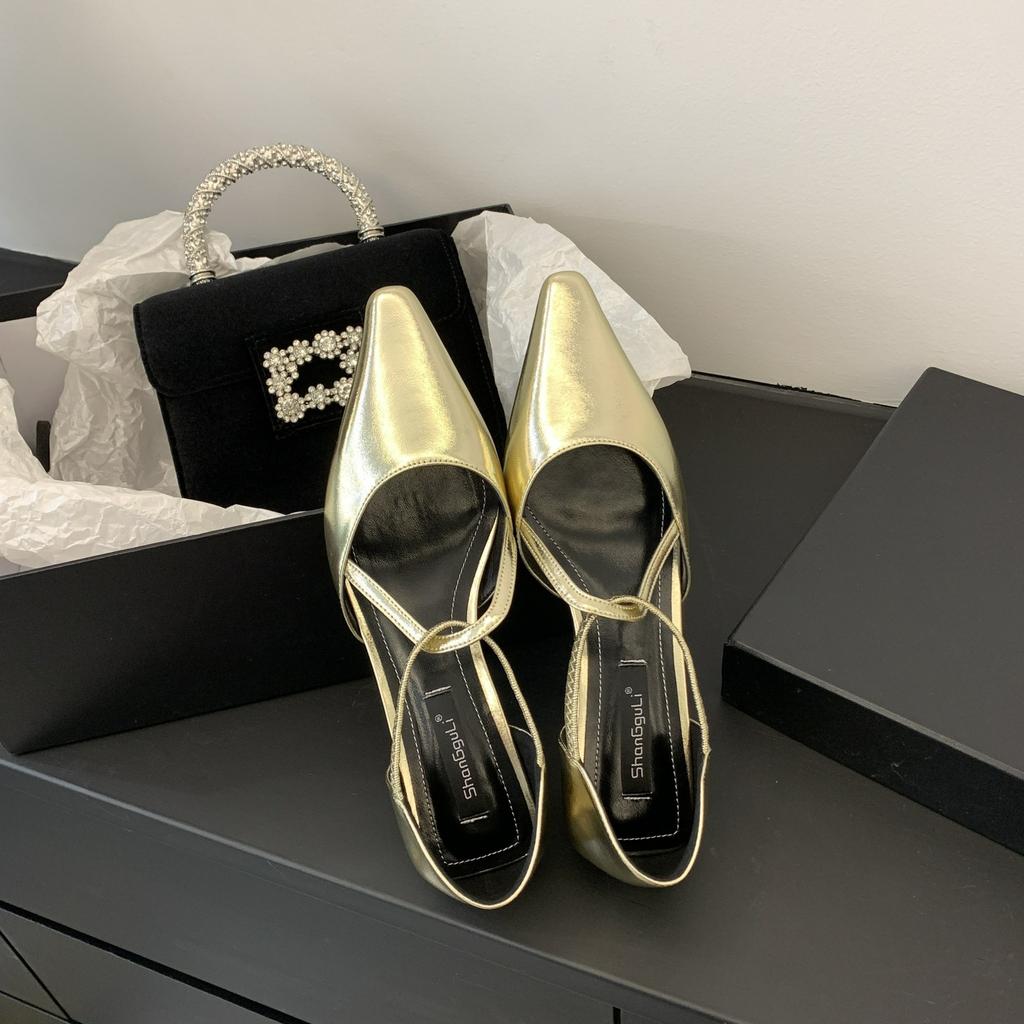 2025 Spring and Autumn New Pointed End Evening Breeze Gentle Soft-soled Ladyshoes Single Shoes Mary Jane Versatile Flat Casual