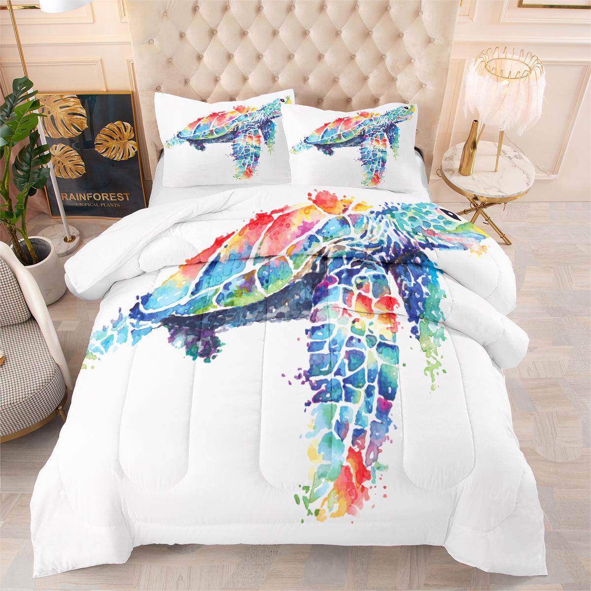 

Colorful Turtle Fat Quilt Feather Silk Cotton Thickened Quilt Renderings Breathable Heattech Quilt Cover 140*200cm