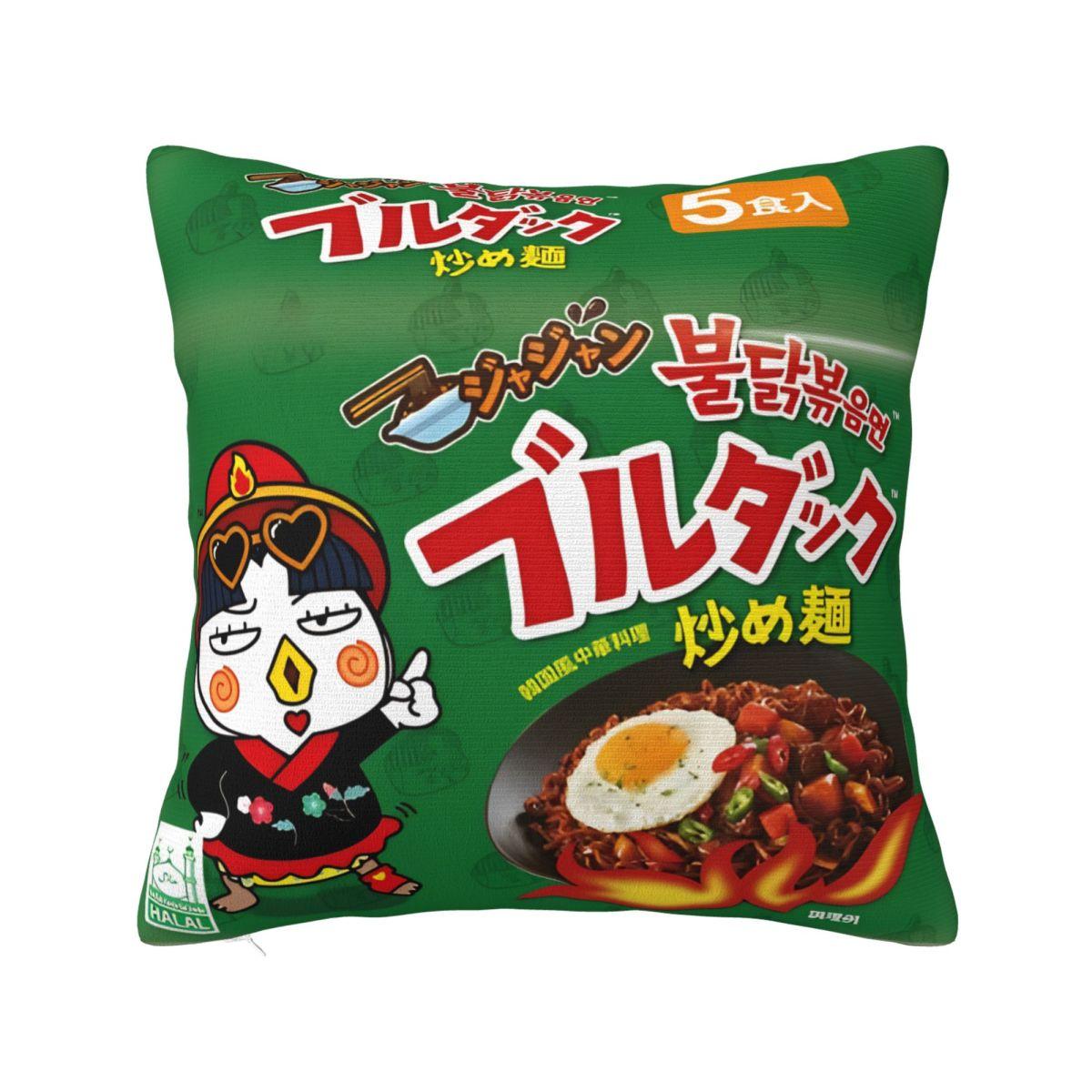 

Pillow Cover Spicy Chicken Noodles Buldak Hot Chicken Flavor Ramen Cushion Cover Pillow Case For Home Decoration Pillowcases 12x12Inch