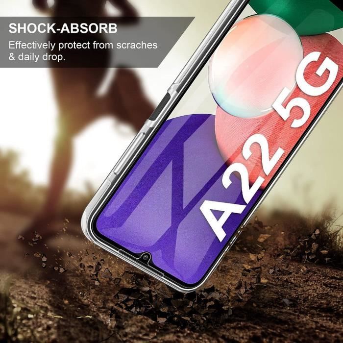 Case - BOOLING - for Samsung Galaxy A22 5G - 360 Double-sided Protection - Shock Resistance - Transparent