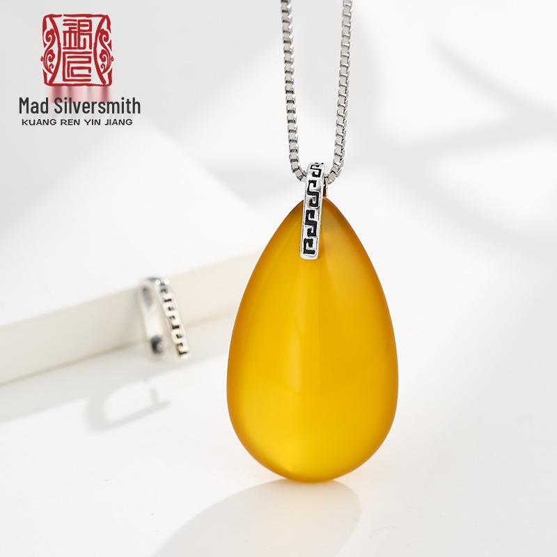 

S925 Sterling Silver Jade Pendant Clasp Necklace for Men and Women 925 Silver