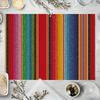 4/6/8 Pezzi Tovagliette Messicane a Righe Multicolor 32*42CM Lino Stagionali Primaverili Tappetini da Tavola per Festa Cucina Matrimonio Decorazione Sala da Pranzo